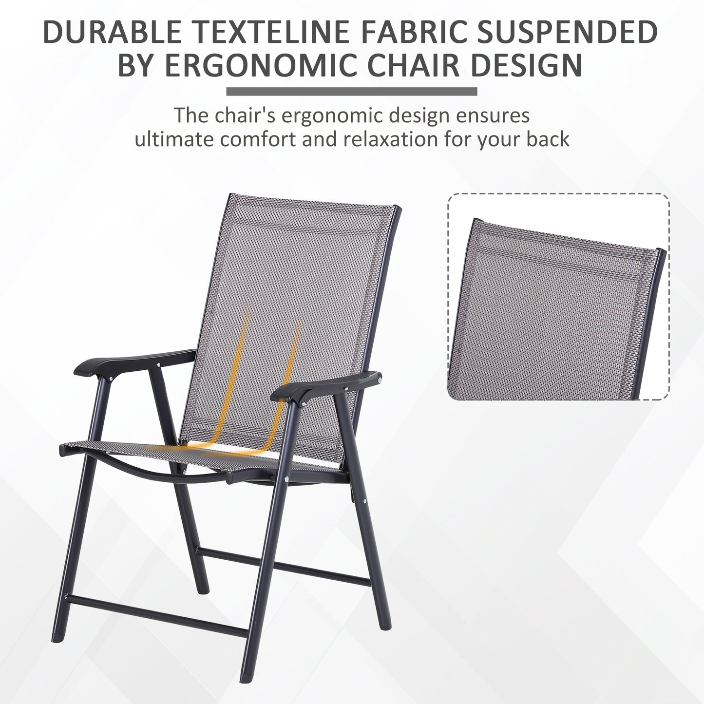 Chaises pliantes de patio avec accoudoirs lot de 2