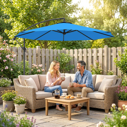 Parasol déporté avec base et manivelle 300 cm