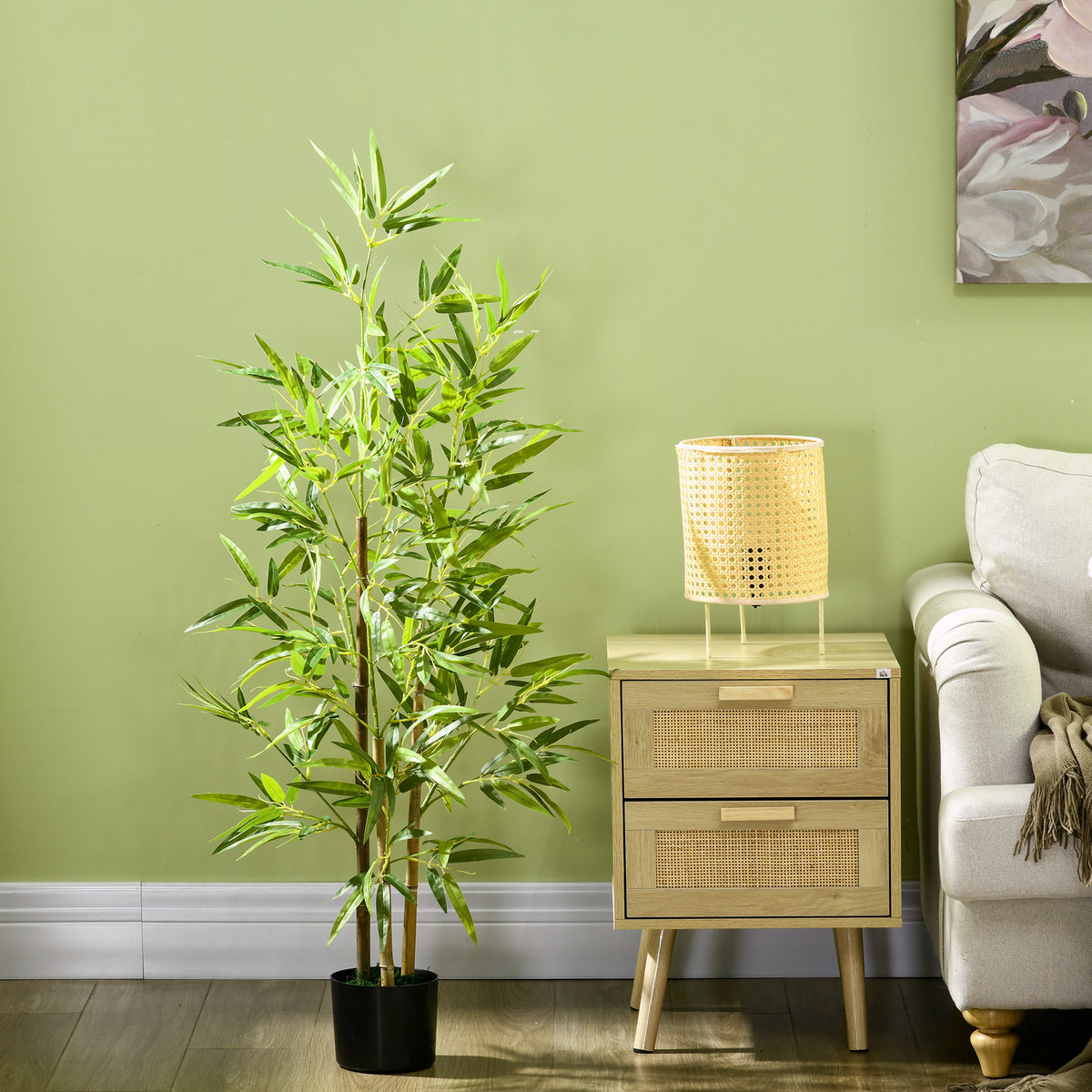 Arbres bambou artificiels en pot 183 cm — lot de 2