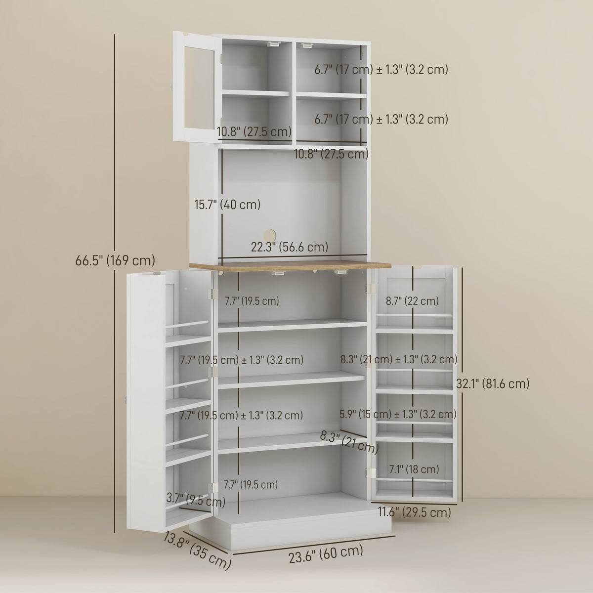Armoire de cuisine garde-manger avec portes en verre