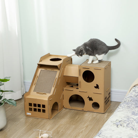 Maison pour chat en carton à niveaux multiples