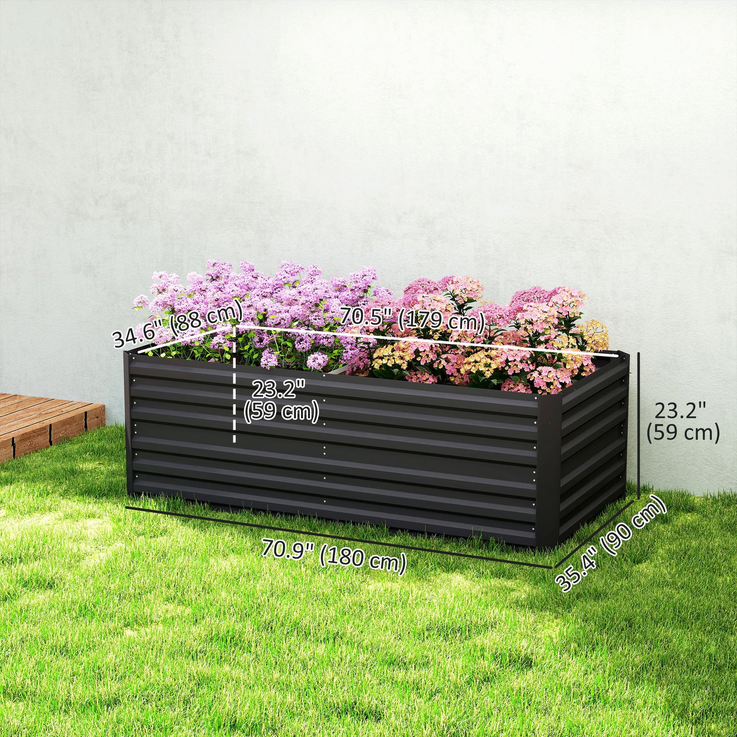 Jardinière surélevée acier galvanisé avec tiges renforcées 180cm