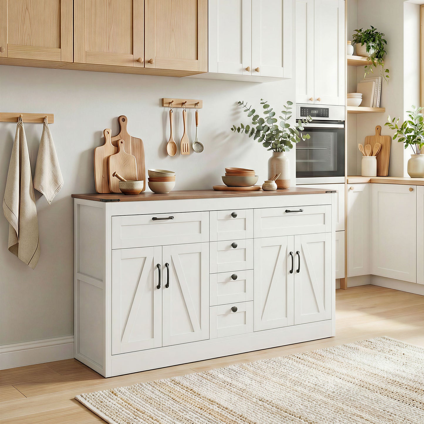 Buffet bahut style fermette 4 portes grange 6 tiroirs