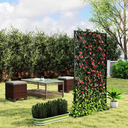 Outsunny 183x96cm Metal Outdoor Privacy Screen - Black