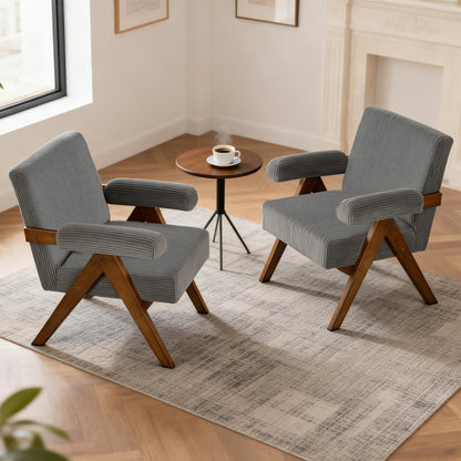 Fauteuil accent velours côtelé coussin épais