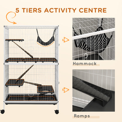 Cage pour petits animaux à roulettes sur 5 niveaux