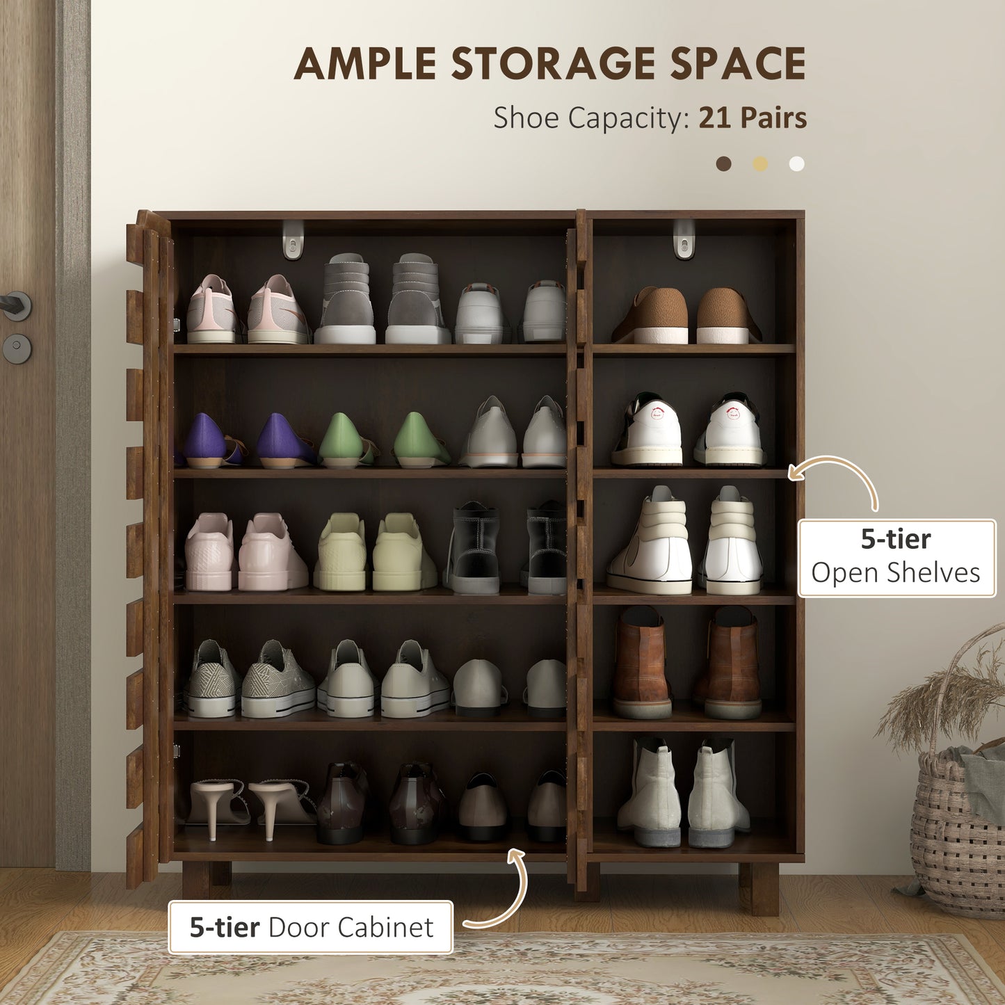 Armoire à chaussures 5 niveaux avec étagères latérales