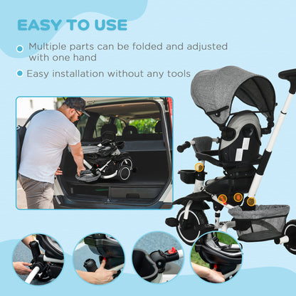 Tricycle évolutif 6-en-1 convertible poussette vélo enfant