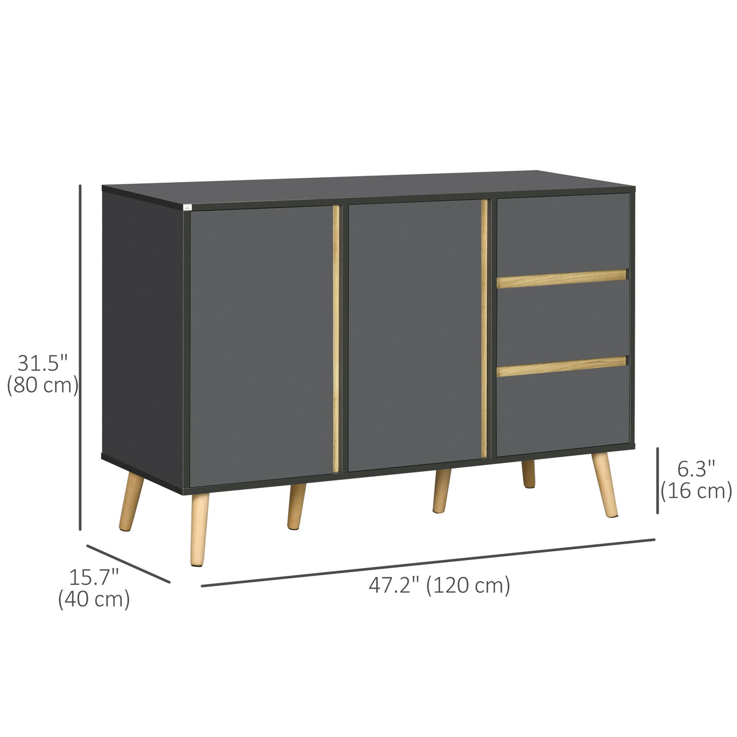 Buffet bahut avec tablettes ajustables — gris foncé