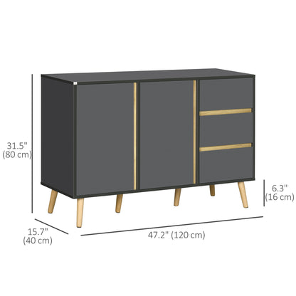 Buffet bahut avec tablettes ajustables — gris foncé