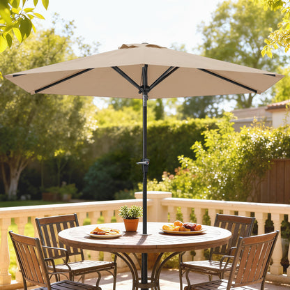 Parasol de terrasse inclinable avec 6 baleines — kaki