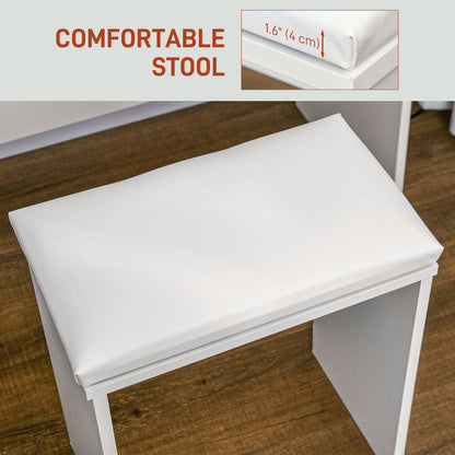 Coiffeuse avec miroir LED et tabouret