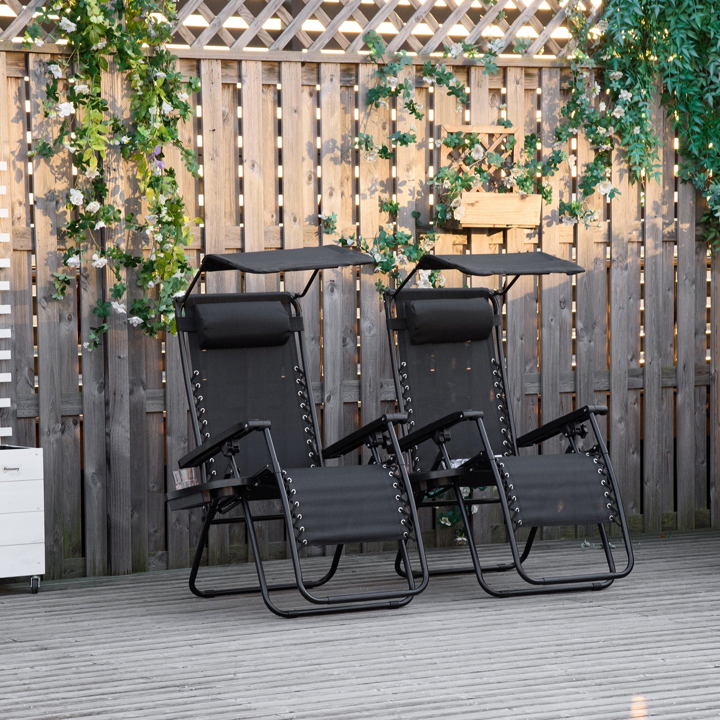 Chaise longue zéro gravité pliable avec auvent