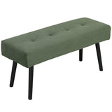 Banc capitonné en velours côtelé pieds en acier