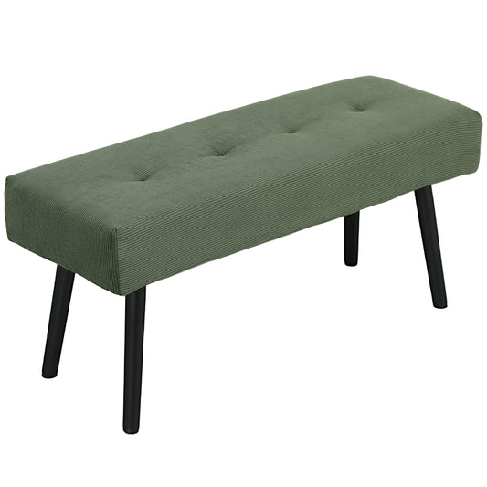 Banc capitonné en velours côtelé pieds en acier