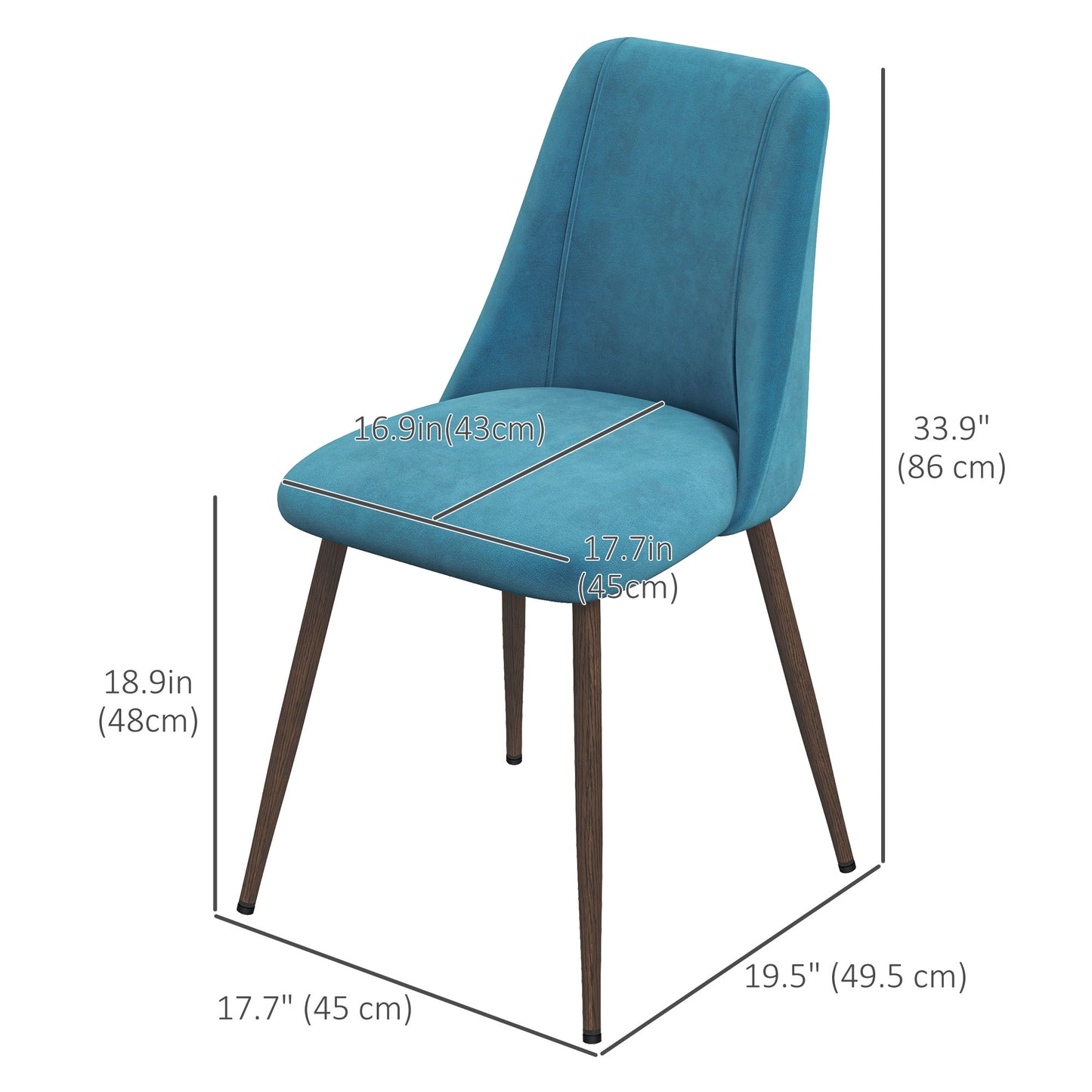 Chaises de salle à manger rembourrées velours ensemble 4