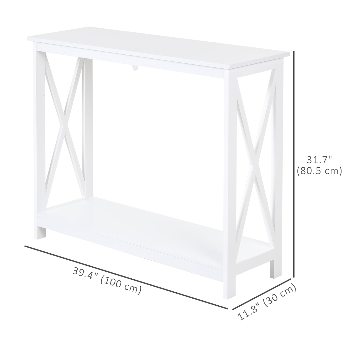 Console 40po design X rangement 2 niveaux