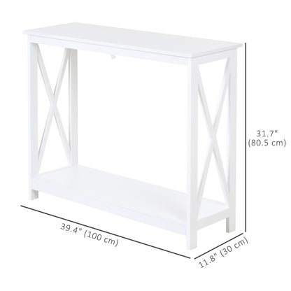 Console 40po design X rangement 2 niveaux