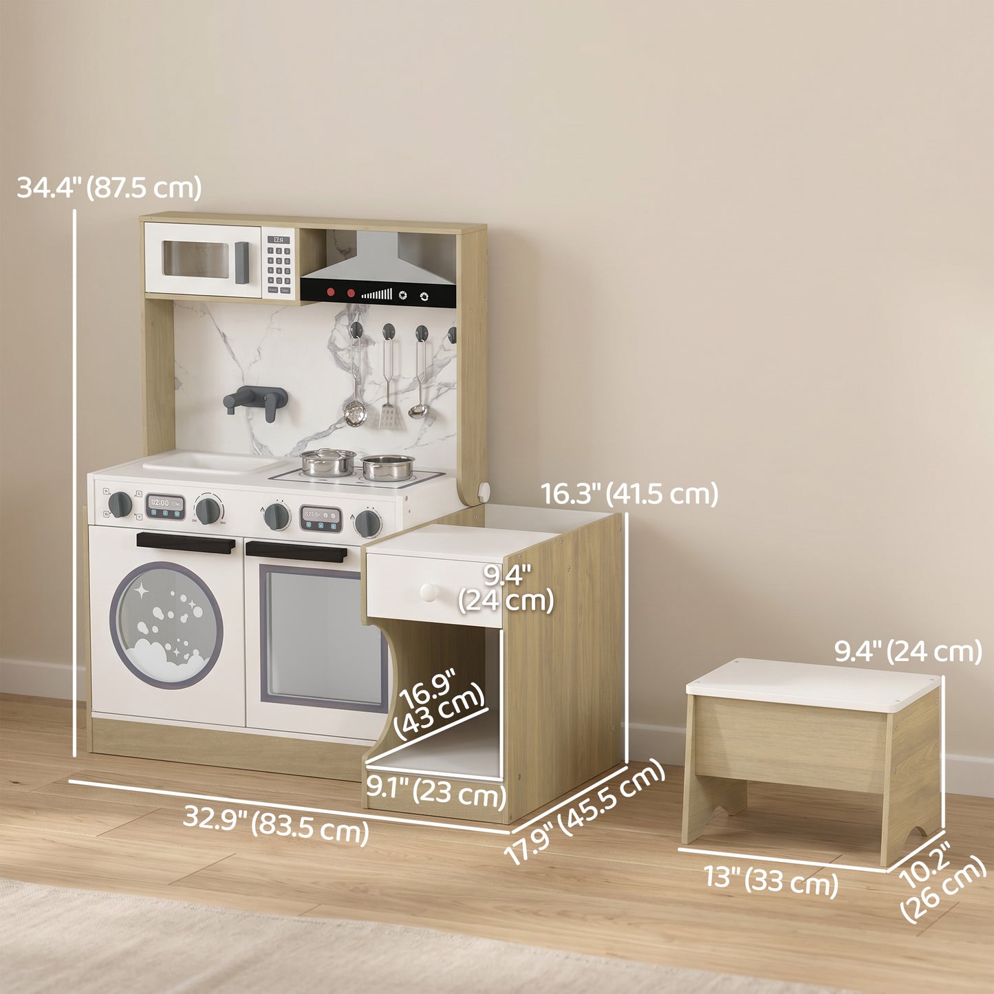Cuisine jouet 2-en-1 convertible table et chaises