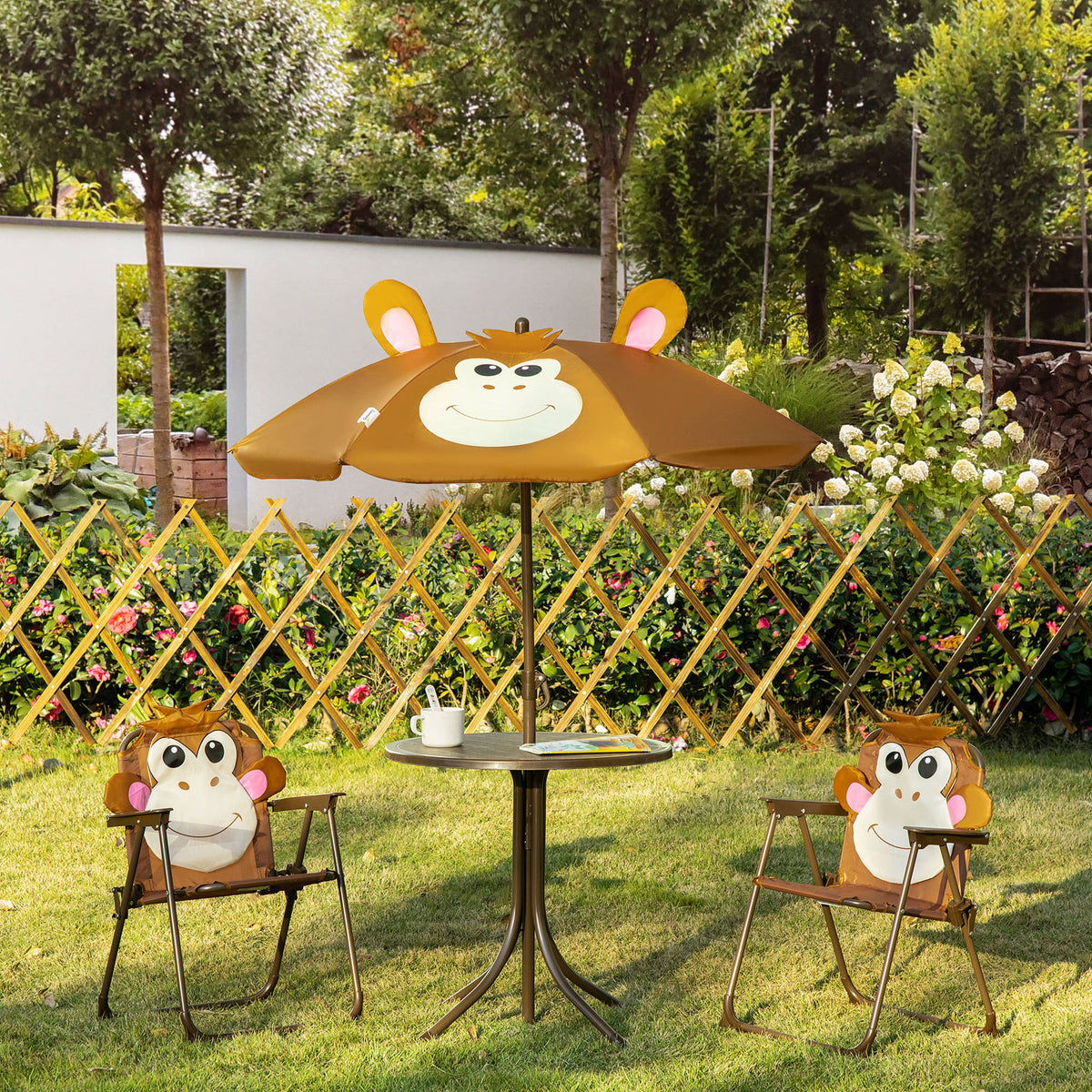 Ensemble table et chaises pour enfants avec parasol — Lot de 4