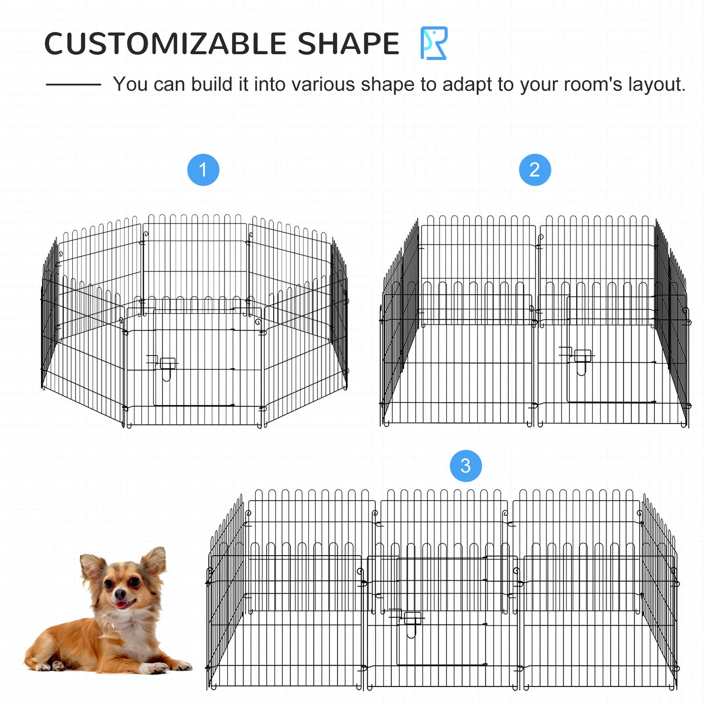 Parc pour chien octogonal 8 panneaux pliable