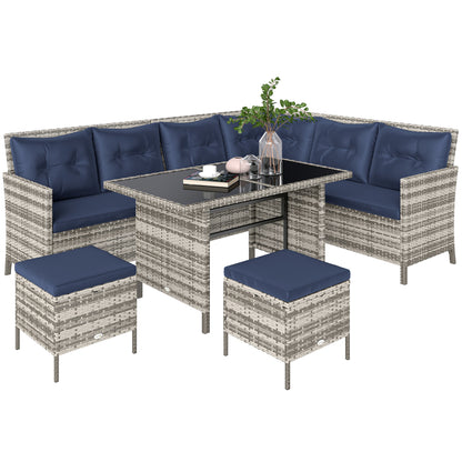 Ensemble de patio sectionnel rotin 6 pièces avec table