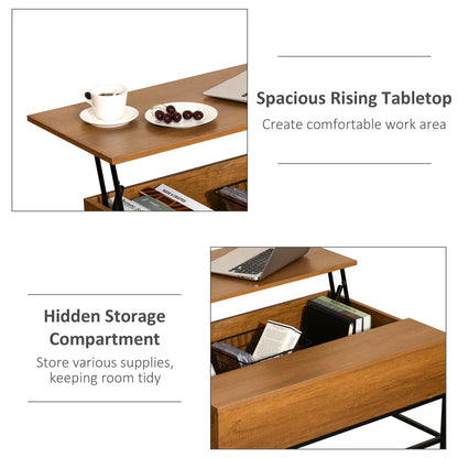 Table basse plateau relevable avec rangement caché