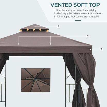 Gazebo de patio toit double 3 x 3 m