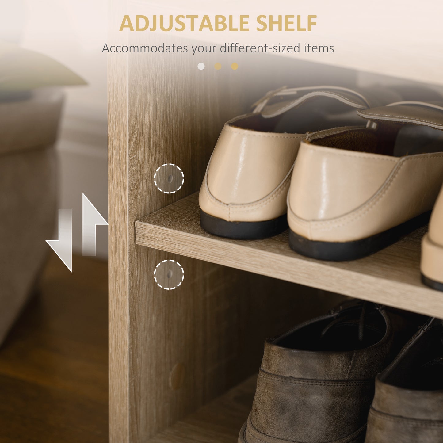 Banc à chaussures avec coussin et rangement caché
