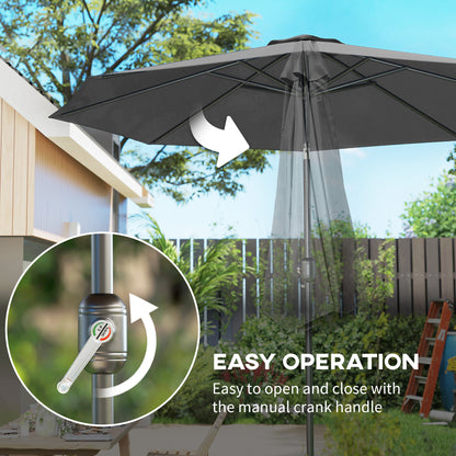 Parasol de patio rond 10 pieds avec manivelle