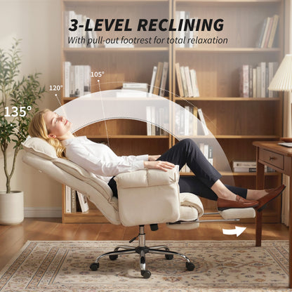 Chaise de bureau inclinable avec repose-pieds et appuie-tête