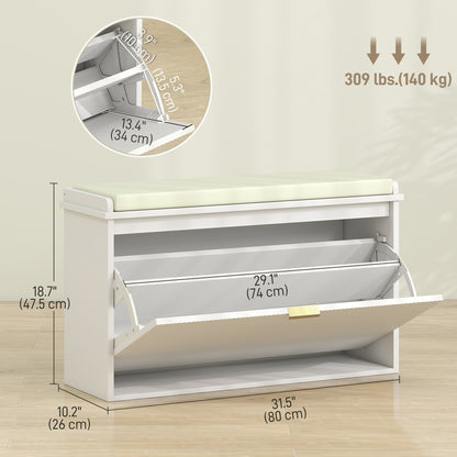 Banc d'entrée de rangement pour chaussures avec coussin