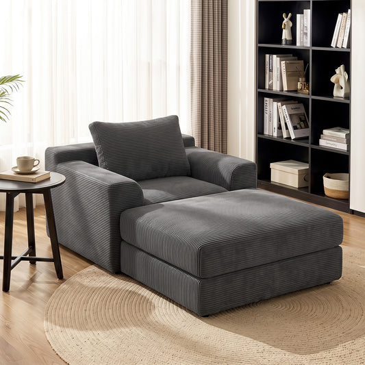 Chaise lit convertible en velours côtelé 130 cm