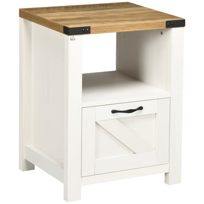 Table de chevet style fermette avec tiroir et tablette