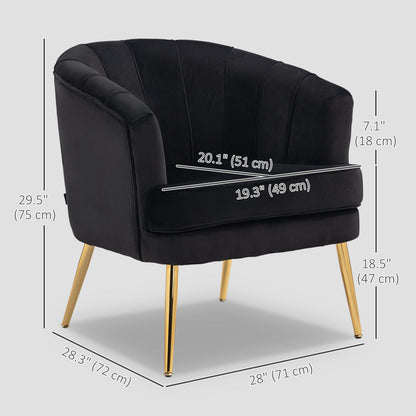 Fauteuil d'accent moderne avec pieds dorés en métal