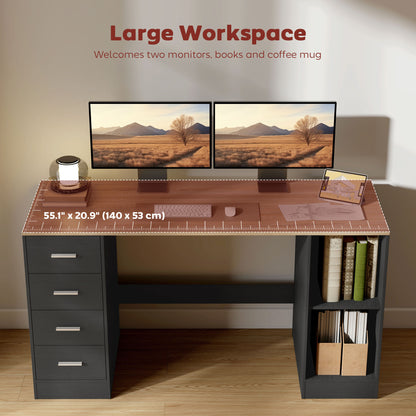 Bureau informatique avec 4 tiroirs et tablette mobile