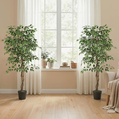 Ficus artificiel réaliste en pot — Vert