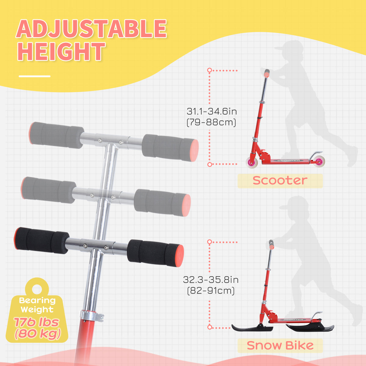 Trottinette des neiges pliable 2 en 1