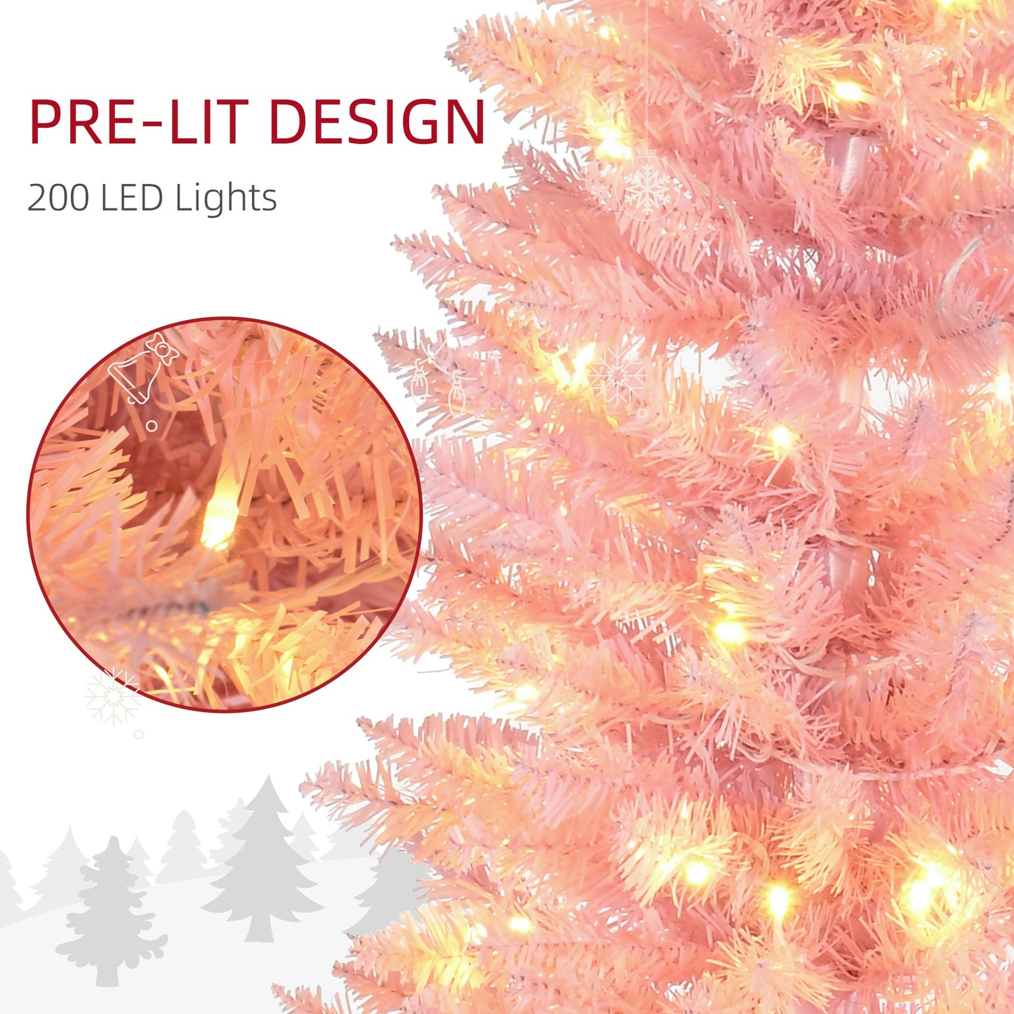 Sapin de Noël artificiel mince pré-éclairé 6 pi
