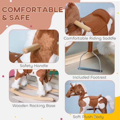 Cheval à bascule pour enfants en peluche avec sons