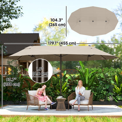 Parasol double toile 457 cm avec manivelle et base croisée