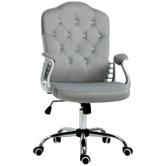 Chaise de bureau velours capitonnée réglable pivotante