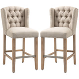 Ensemble 2 tabourets comptoir capitonné — beige
