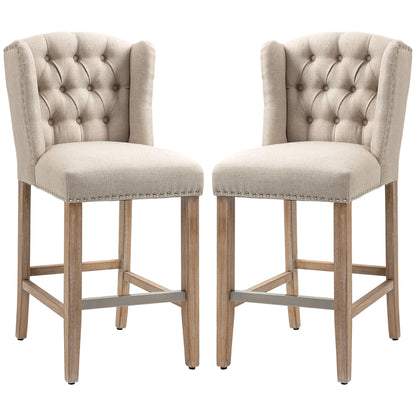 Ensemble 2 tabourets comptoir capitonné — beige