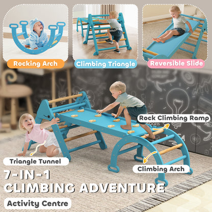 Ensemble triangle de Pikler 7-en-1 pliable en bois