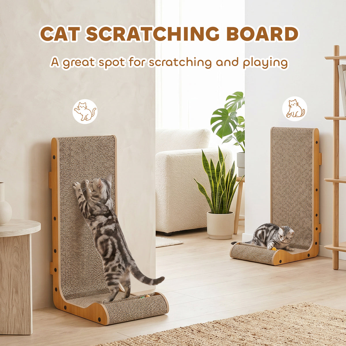 Griffoir d'angle pour chat avec balles — Lot de 2