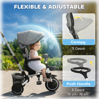 Tricycle évolutif 6-en-1 convertible poussette vélo enfant
