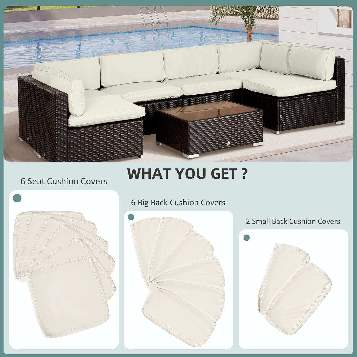Housses de coussins patio ensemble 14 pièces polyester