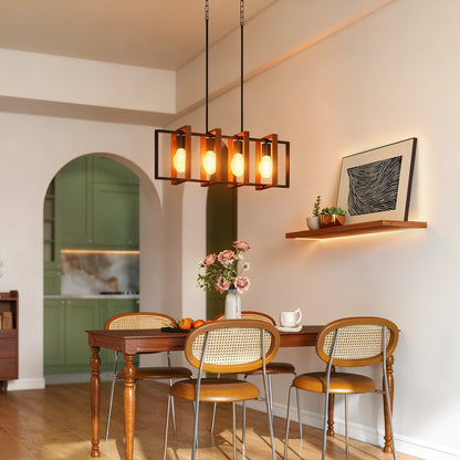 Luminaire suspendu linéaire farmhouse 4 cadres rotatifs