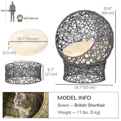 Lit pour chat en corde tissée avec coussin et support